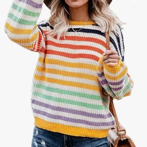 Rainbow Striped Knit Sweater